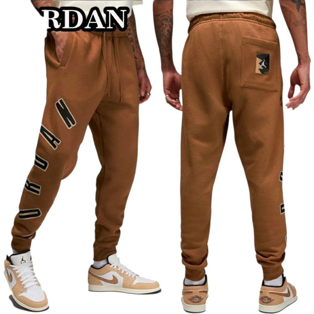 Nike Air Jordan Flight MVP Fleece Joggers Pants Mens Size XXL Brown FB7027-281